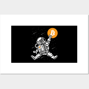 Astronaut BitCoin BTC To The Moon Crypto Token Cryptocurrency Wallet Birthday Gift For Men Women Kids Posters and Art